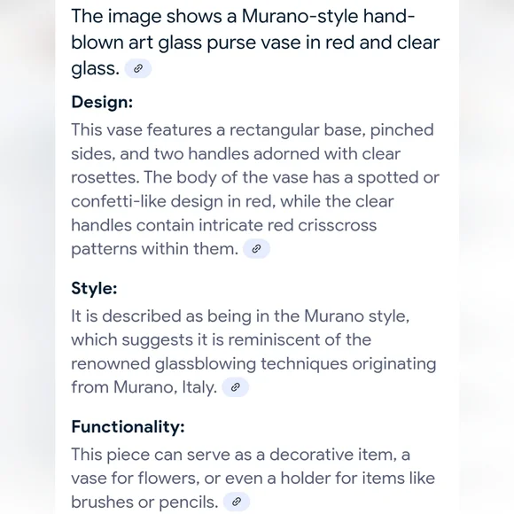 Vintage Murano Style Handblown Art Glass Rosette Purse Vase/Decor - Picture 10 of 10